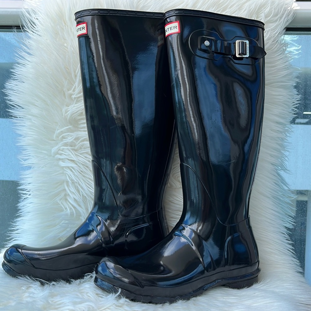 Hunter Original Black Gloss Tall Rain Boots - Picture 5 of 16
